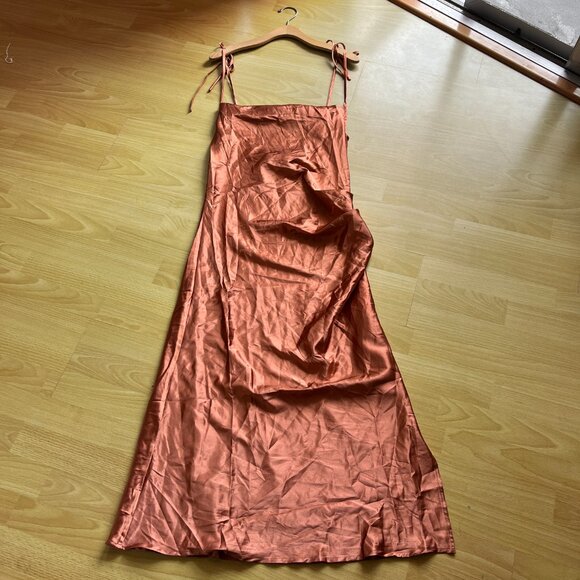 Cinderella Divine - BD103 Cowl Neck Satin Sheath Tea-Length Dress In Sienna - Picture 10 of 10